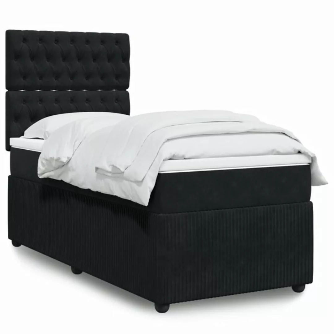 vidaXL Boxspringbett, Boxspringbett mit Matratze Schwarz 100x200 cm Samt günstig online kaufen