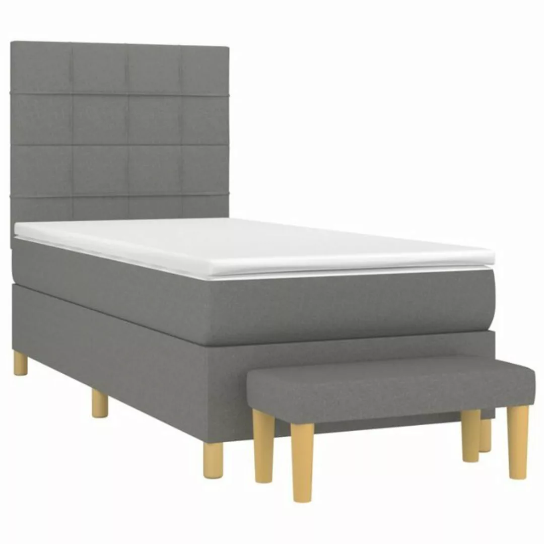 furnicato Bett Boxspringbett mit Matratze Dunkelgrau 100x200 cm Stoff (1-tl günstig online kaufen