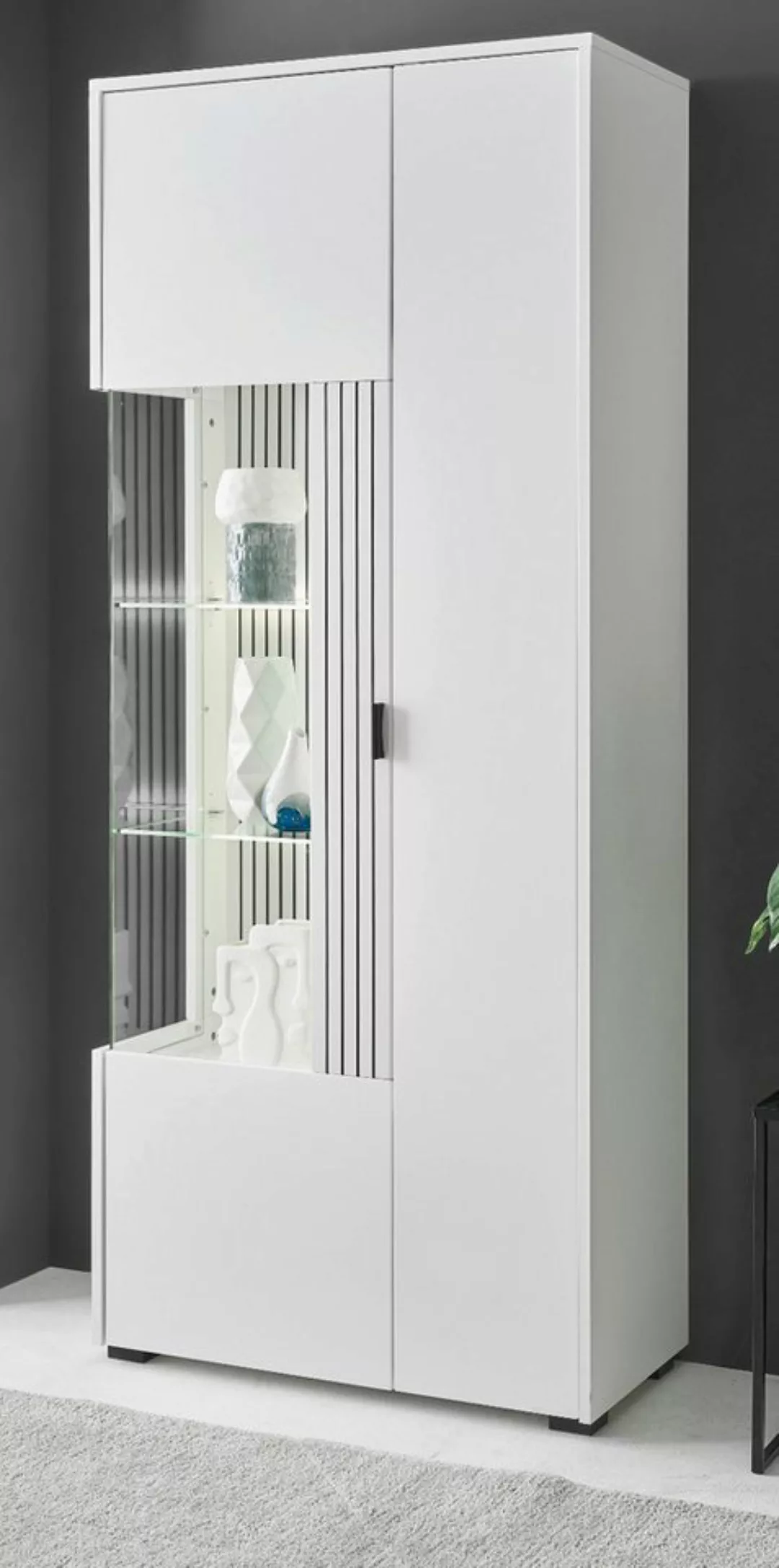 Furn.Design Standvitrine Merced (Vitrinenschrank in weiß mit schwarz, 75 x günstig online kaufen