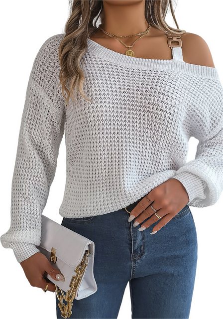 Mayou Strickpullover Damen Schulterfrei Einfarbig Langarm Elegant Herbst Ob günstig online kaufen