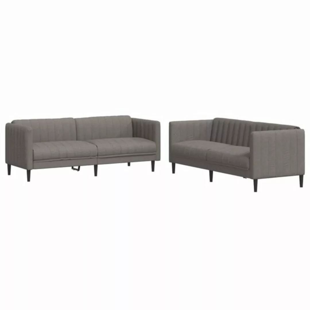 vidaXL Sofa Sofagarnitur Set mit Kissen Stoff, 2-tlg., Taupe günstig online kaufen