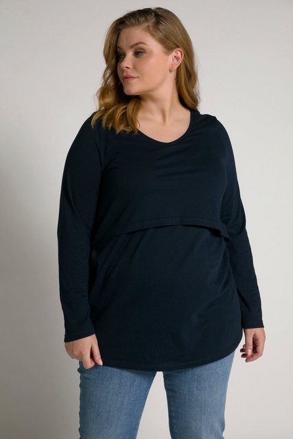 Ulla Popken Rundhalsshirt Bellieva-Shirt elastische Raffungen 3/4-Arm GOTS günstig online kaufen