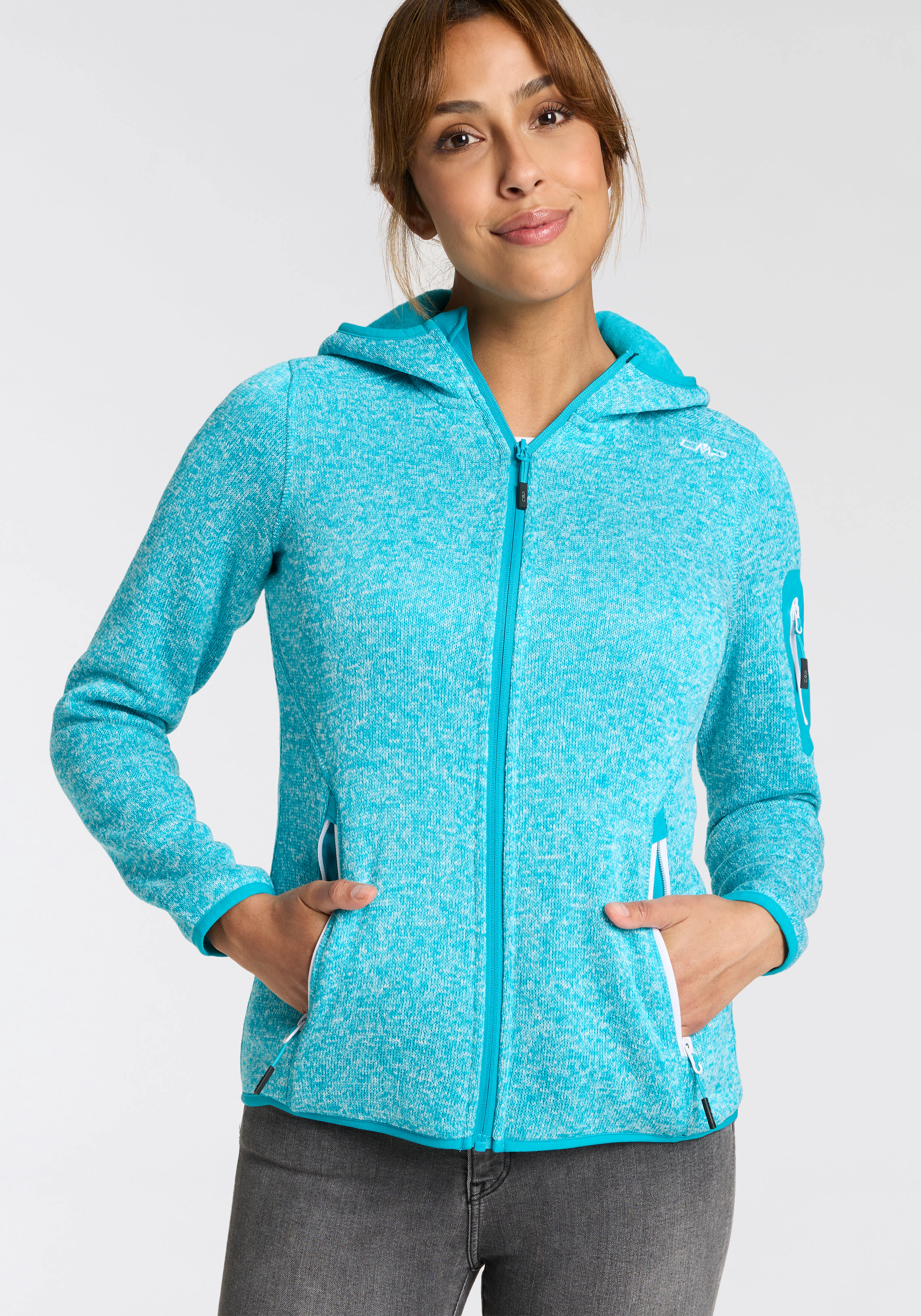 CMP Strickfleecejacke "KNITTED MELANGE HOODY WOMAN HOODY", (1 St.), mit Kap günstig online kaufen