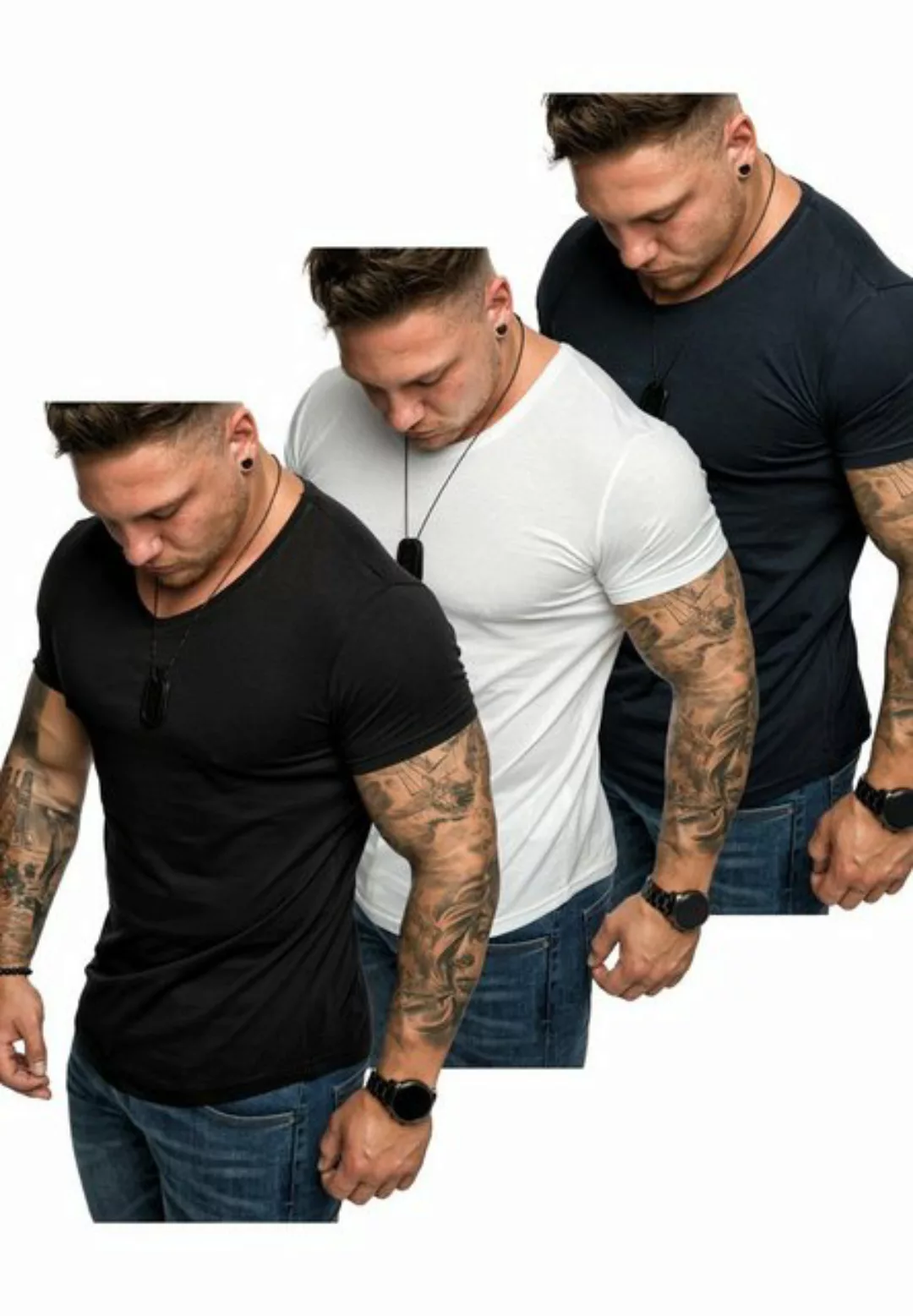 Amaci&Sons T-Shirt 3. BELLEVUE 3er-Pack T-Shirts (3er-Pack) Herren Basic Ov günstig online kaufen
