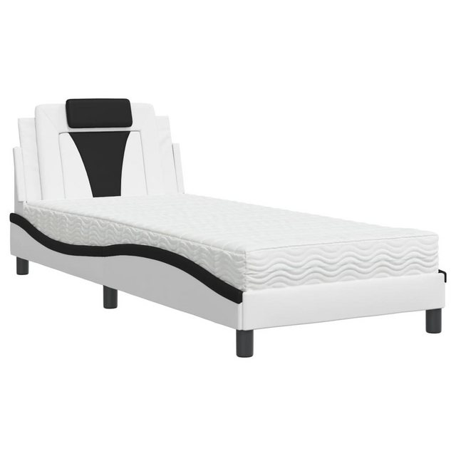 vidaXL Bett Bett mit Matratze Weiß und Schwarz 90x190 cm Kunstleder günstig online kaufen