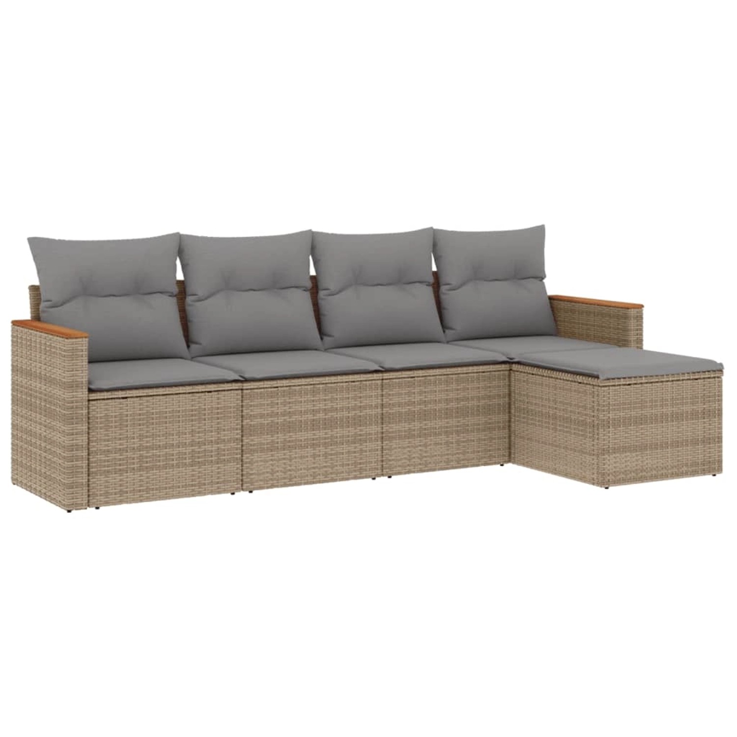 vidaXL 5-Tlg Garten-Sofagarnitur mit Kissen Beige Poly Rattan 3225919 günstig online kaufen