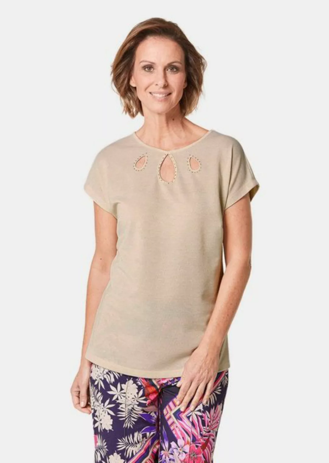 GOLDNER T-Shirt Kurzgröße: Elegantes Shirt mit feinen Glanzgarnen günstig online kaufen
