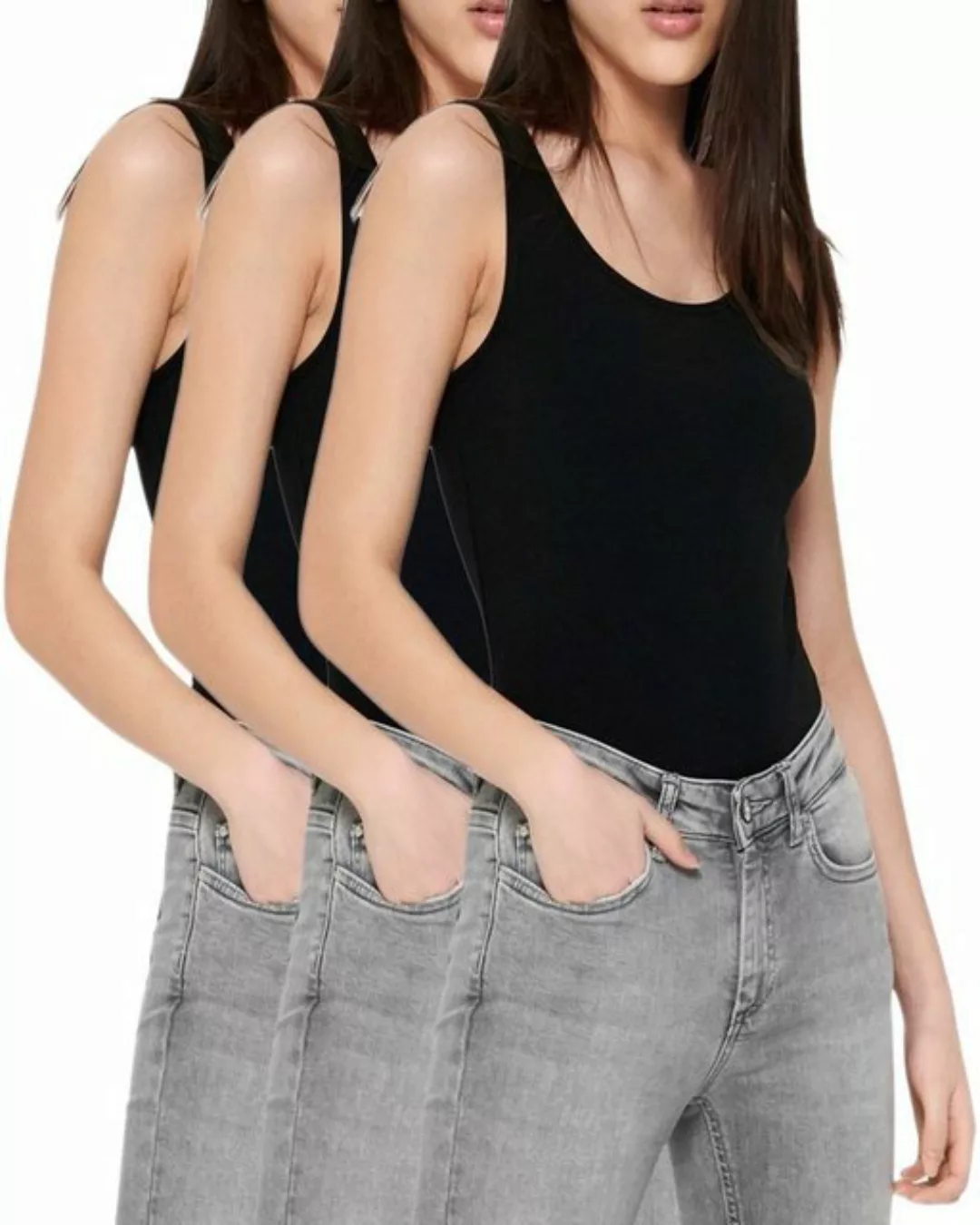 ONLY Tanktop (Set) Basic Top Unifarben im 3er Pack günstig online kaufen