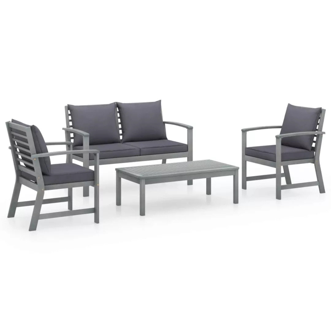 4-tlg. Garten-lounge-set Mit Auflagen Massivholz Akazie günstig online kaufen