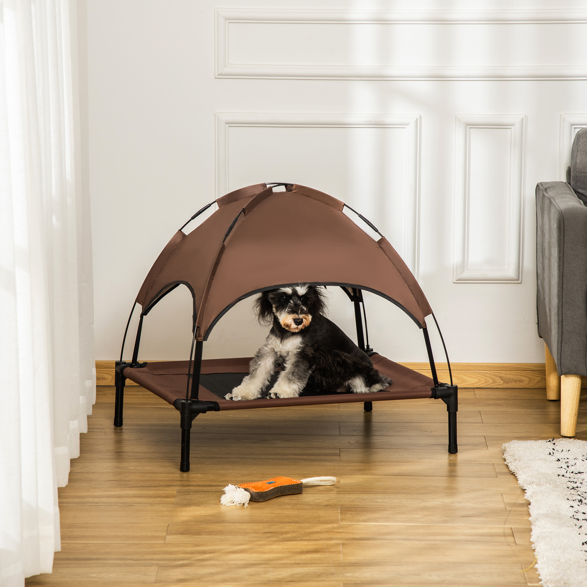 PawHut Haustierbett Outdoor mit Baldachin 76x61x73cm, erhöhtes Hundebett au günstig online kaufen