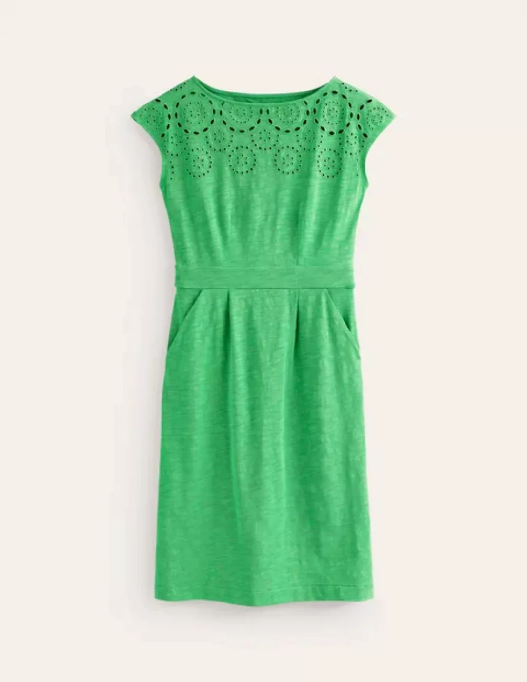 Florrie Jersey-Kleid mit Stickerei Damen Boden, Kelly Grün günstig online kaufen