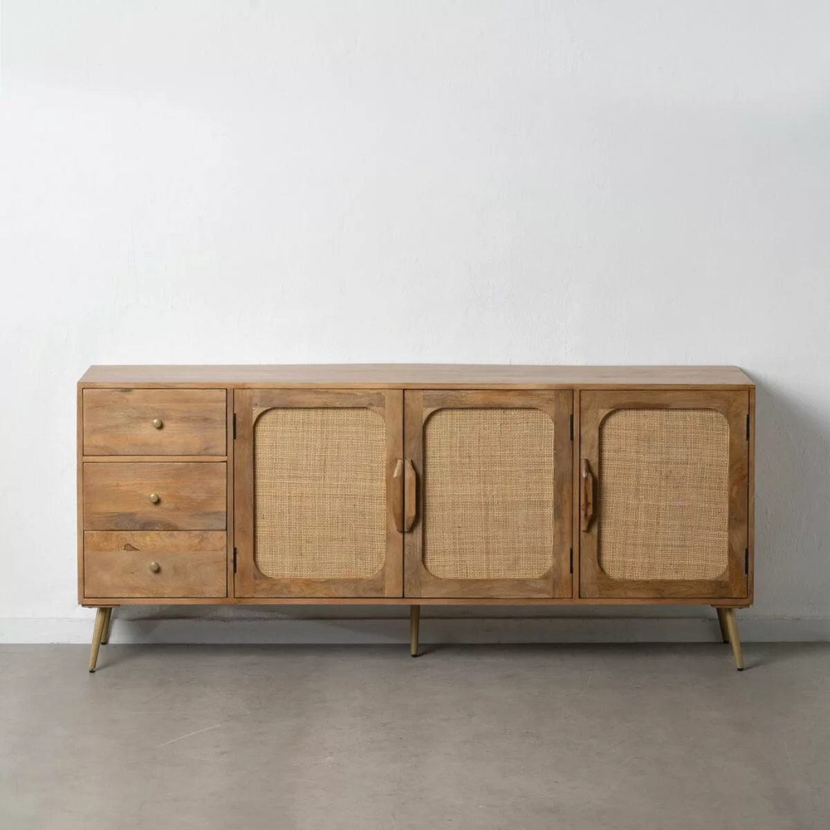 Anrichte 180 X 40 X 77 Cm Natürlich Holz Rattan günstig online kaufen