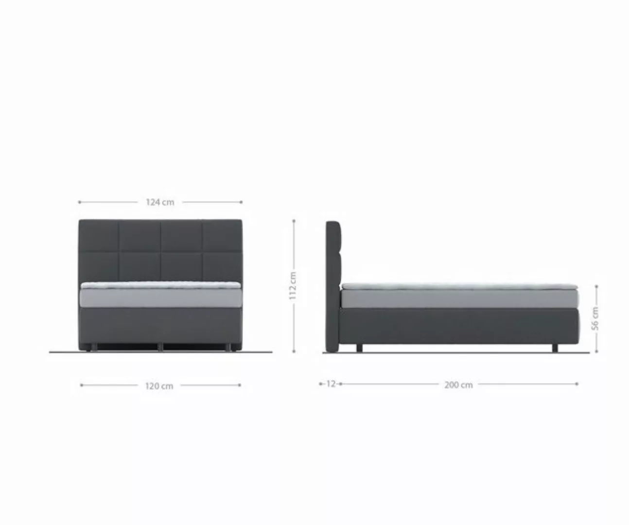 DELIFE Boxspringbett Dream-Fine, Mikrofaser Grau 120x200 cm mit Matratze un günstig online kaufen