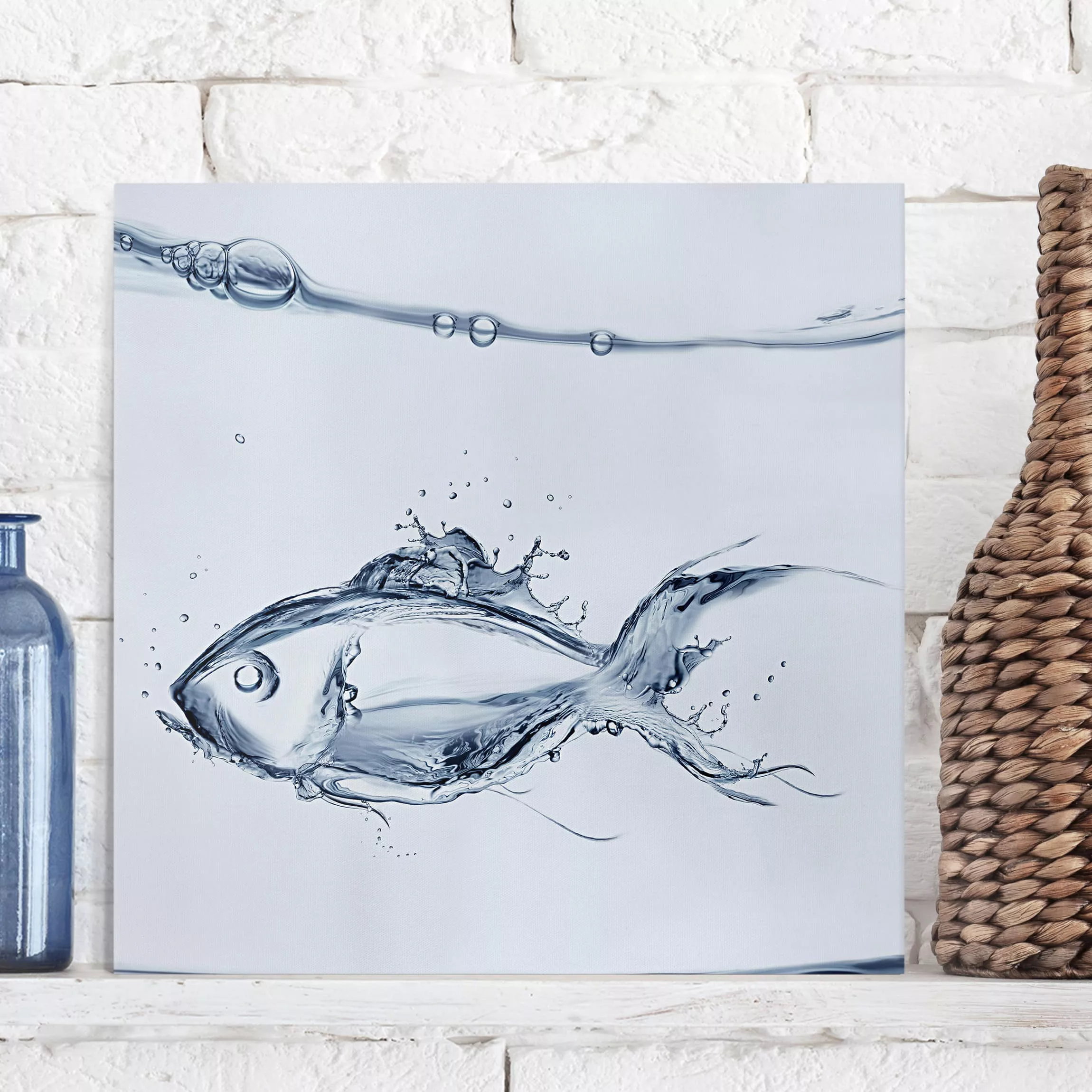 Leinwandbild Tiere - Quadrat Liquid Silver Fish günstig online kaufen