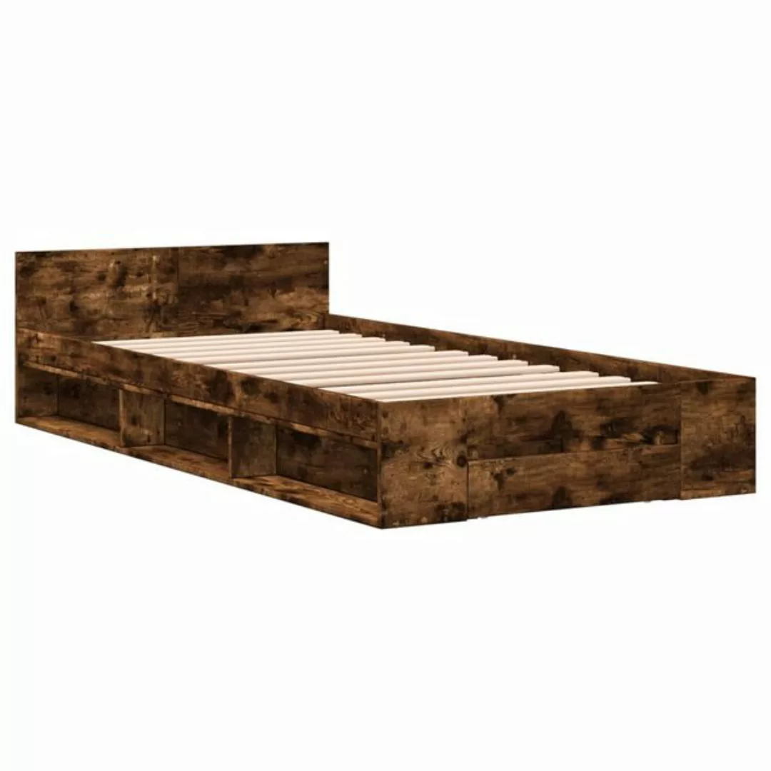 vidaXL Bett Bettgestell mit Schublade Räuchereiche 75x190 cm Holzwerkstoff günstig online kaufen