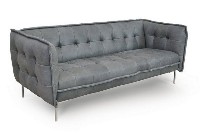 daslagerhaus living 3-Sitzer Sofa 3 Sitzer Leder grau b 228 cm günstig online kaufen