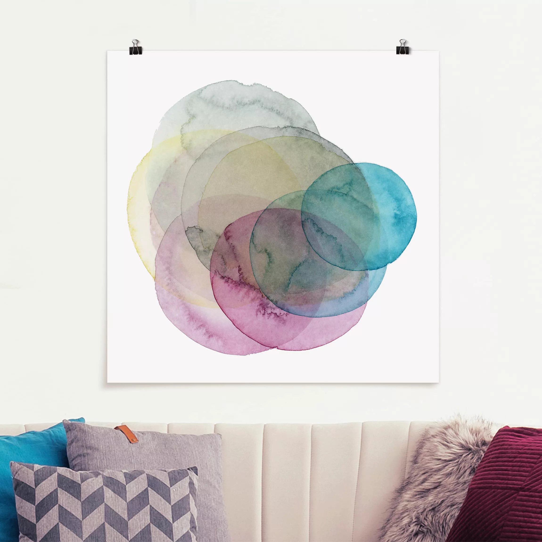 Poster Abstrakt - Quadrat Urknall - rosa günstig online kaufen