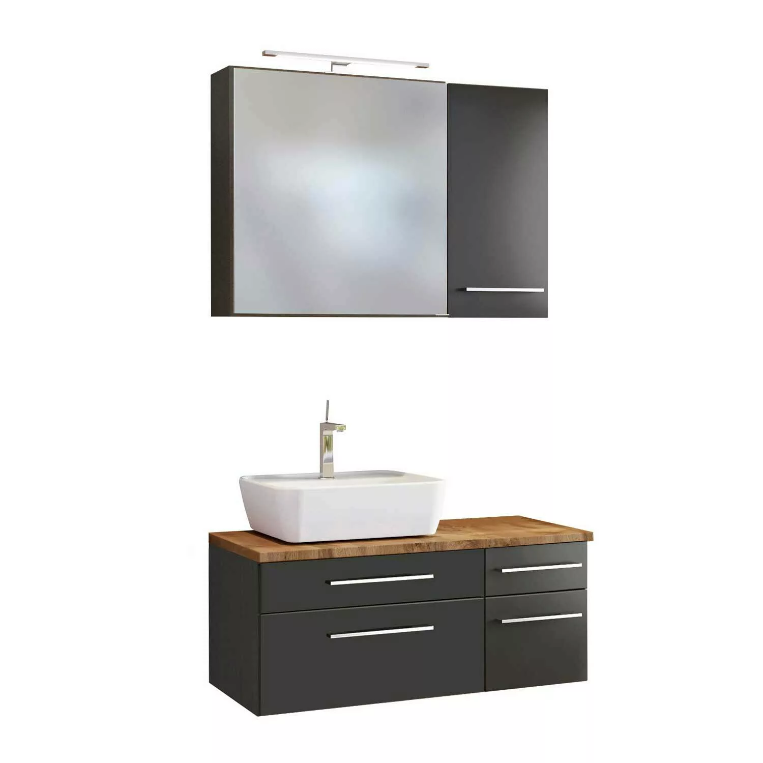 Badmöbel Set inkl. LED-Spiegelschrank 90 cm & Keramik Aufsatzwaschbecken Li günstig online kaufen