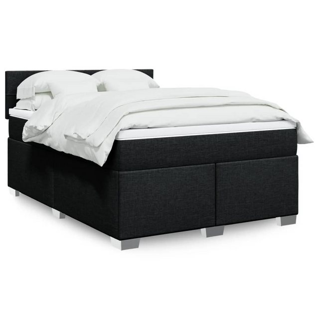 vidaXL Boxspringbett, Boxspringbett mit Matratze Schwarz 140x190 cm Stoff günstig online kaufen