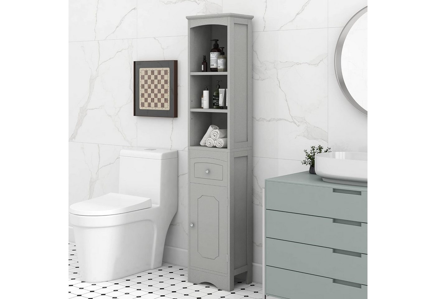 IDEASY Hochschrank Hochschrank für Badezimmer mit Schubladen, 34 x 24 x 170 günstig online kaufen