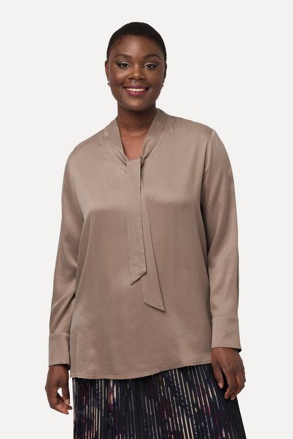 Ulla Popken Longbluse Cuprobluse Schluppe V-Ausschnitt Langarm günstig online kaufen