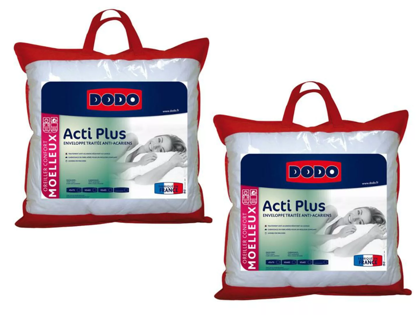 Kopfkissen 2er-Set antiallergen - 65 x 65 cm - ACTI PLUS II von DODO günstig online kaufen