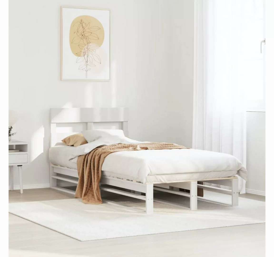 vidaXL Bett, Massivholzbett ohne Matratze Weiß 75x190 cm Kiefernholz günstig online kaufen