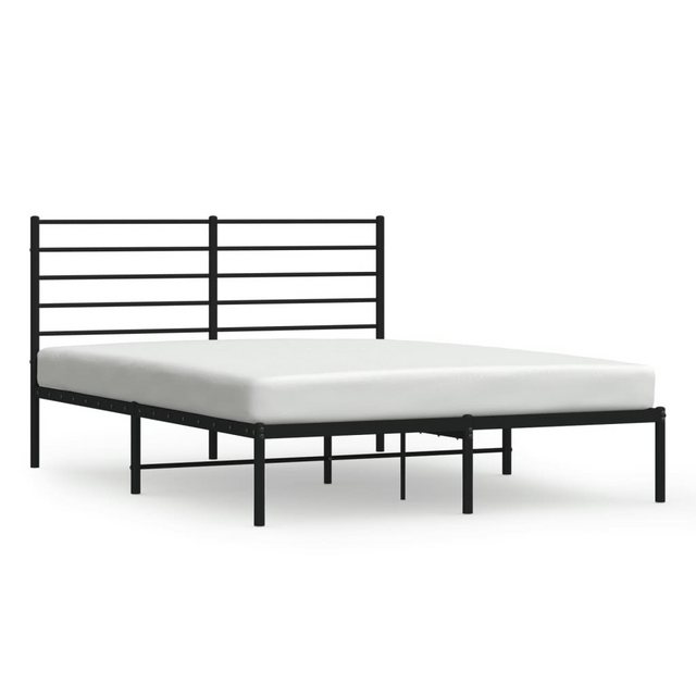 vidaXL Bettgestell, Bettrahmen mit Kopfteil Metall Schwarz 140x190 cm günstig online kaufen