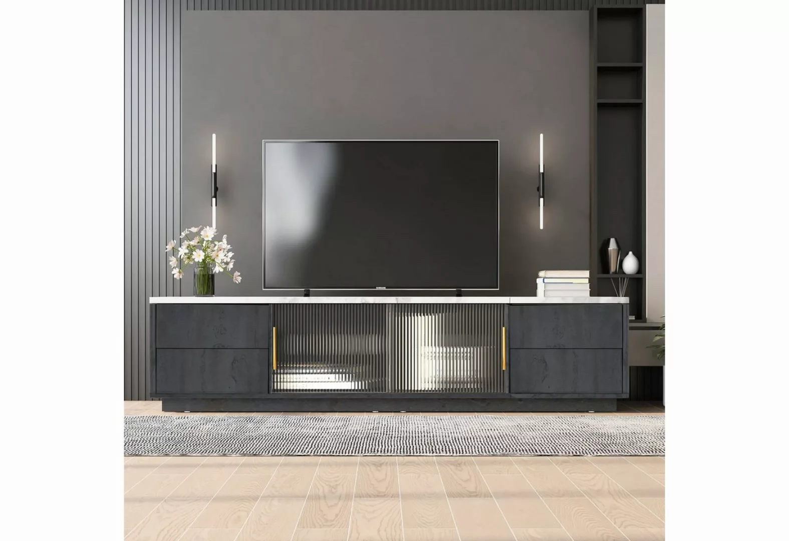 PFCTART TV-Schrank 160m Deluxe TV Stand, marmorierte Tischplatte, großer Ra günstig online kaufen