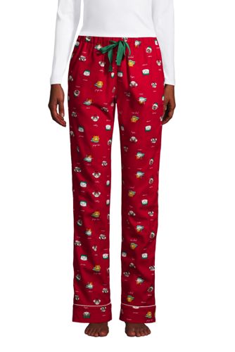 Gemusterte Flanell-Pyjamahose in Petite-Größe, Damen, Größe: L Petite, Rot, günstig online kaufen