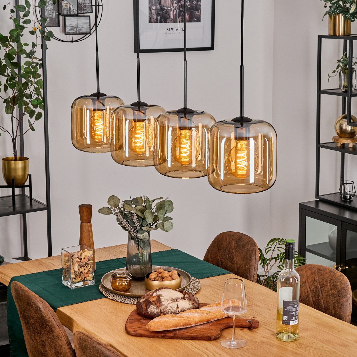 hofstein Pendelleuchte Pendellampe aus Metall/Glas in günstig online kaufen