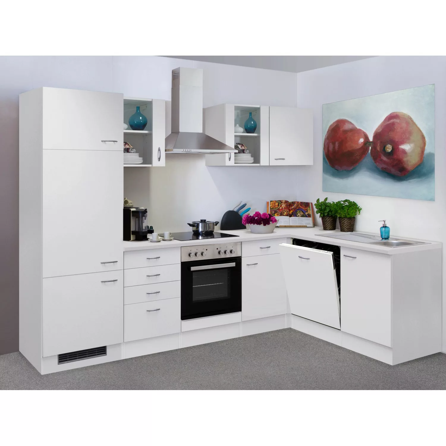 Flex-Well Classic Winkelküche/L-Küche Wito 280 cm Weiß günstig online kaufen