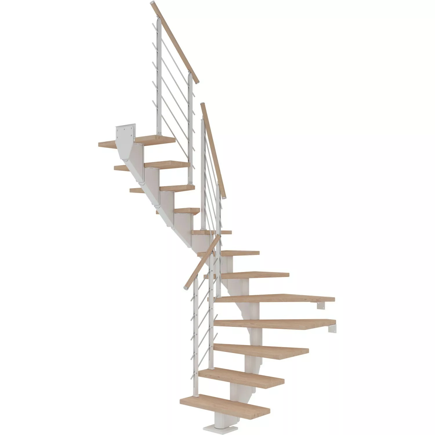 Dolle Mittelholmtreppe Hamburg Eiche Weiß GH bis 279 cm 1/2 Gewendelt 85 cm günstig online kaufen