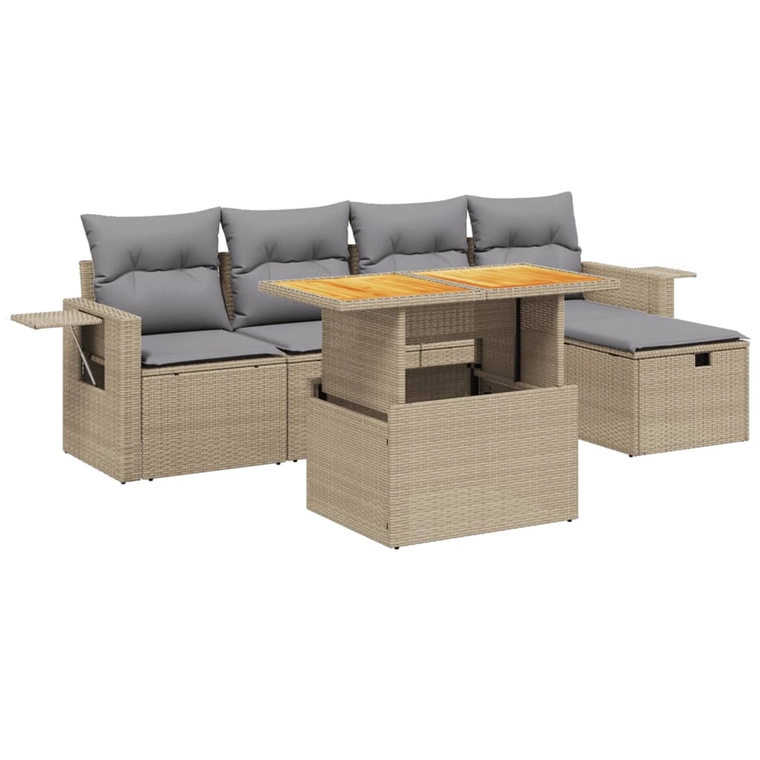 vidaXL 6-tlg Garten-Sofagarnitur mit Kissen Beige Poly Rattan Modell 330 günstig online kaufen