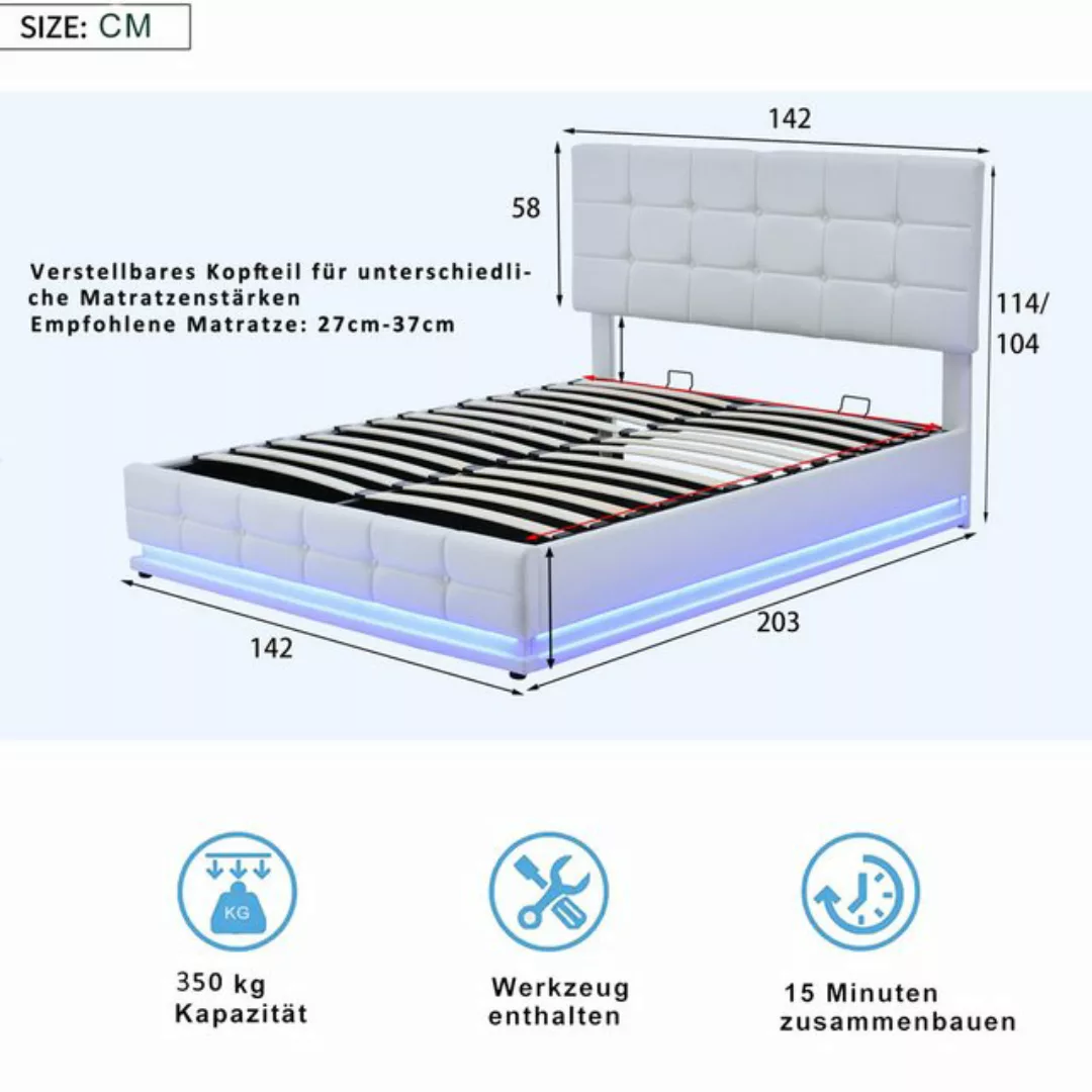 FUROKOY Polsterbett Modernes Bett mit LED aus hochwertigem Kunstleder,hydra günstig online kaufen