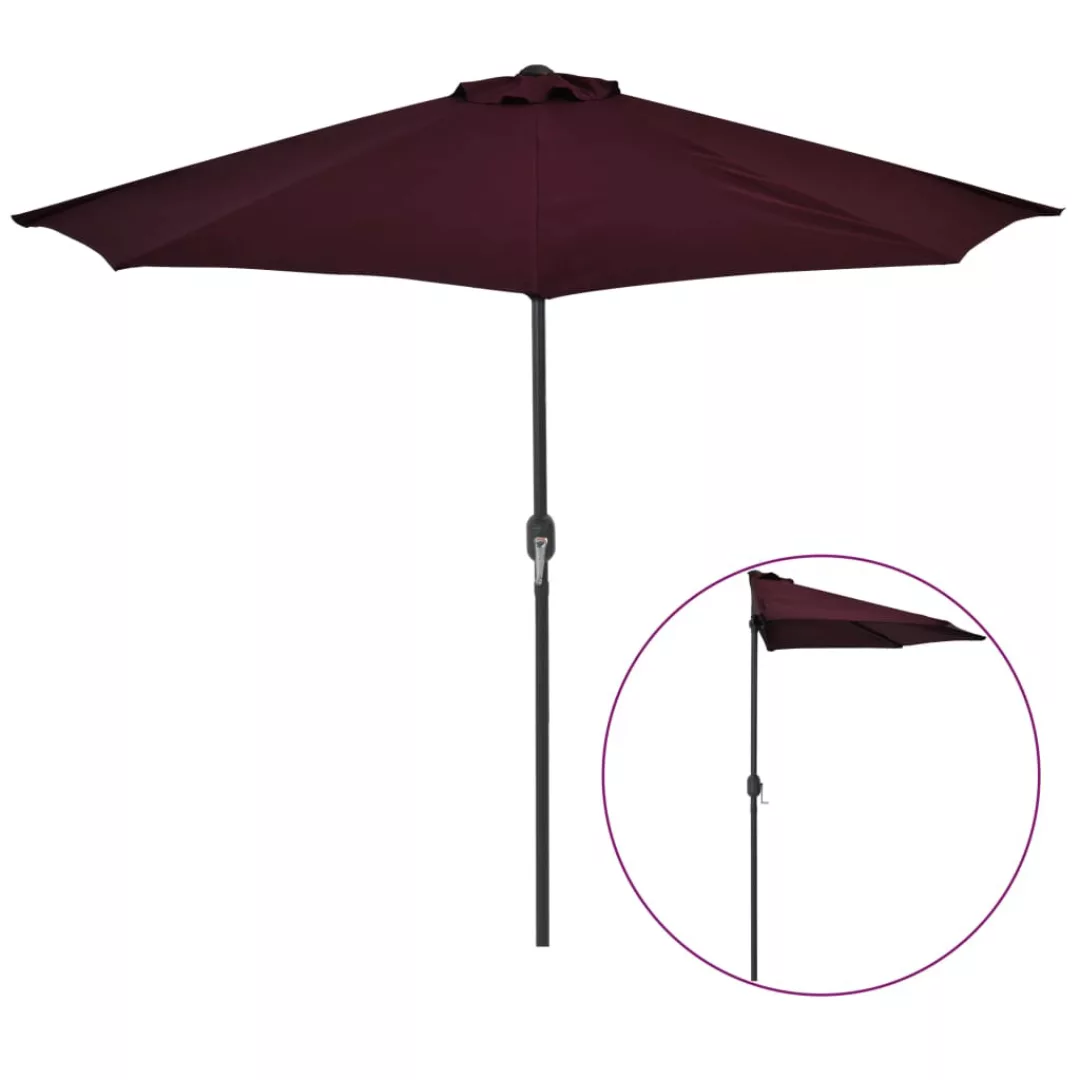 Balkon-sonnenschirm Alu-mast Bordeauxrot 270x135x245cm Halbrund günstig online kaufen