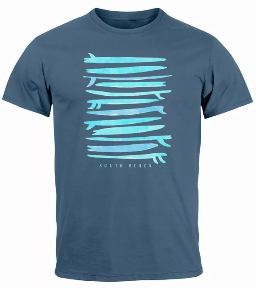 Neverless Print-Shirt Herren T-Shirt Surfboards South Beach California USA günstig online kaufen