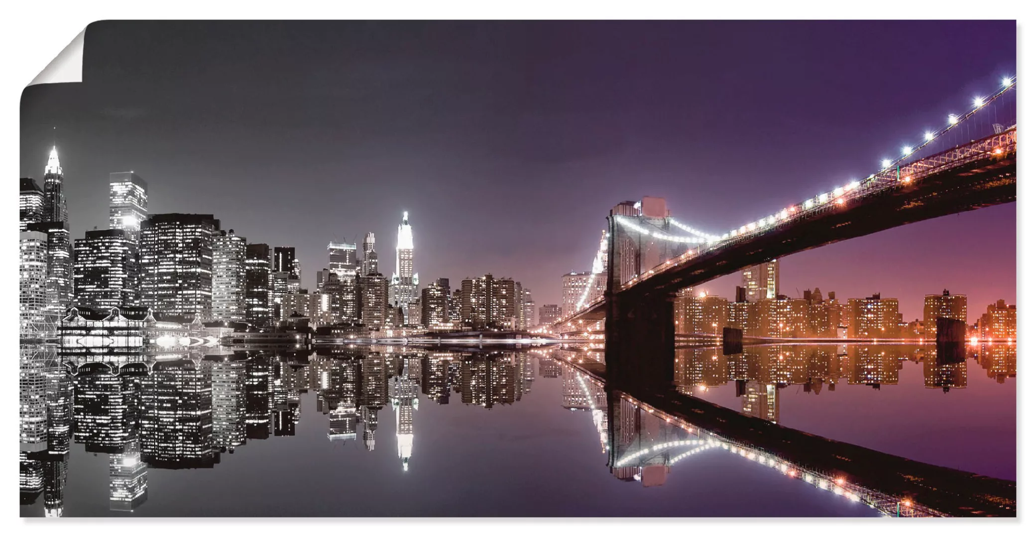 Artland Wandbild »New York Skyline nächtliche Reflektion«, Amerika, (1 St.) günstig online kaufen