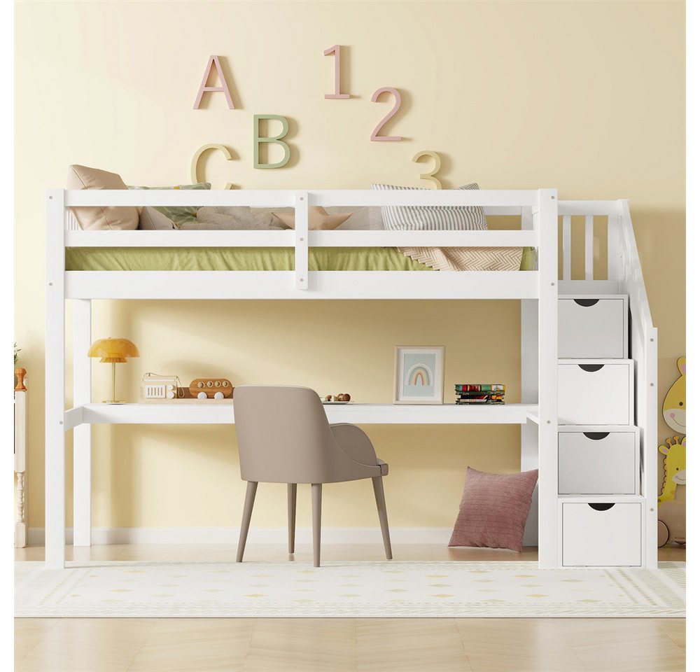 XDeer Hochbett 90 x 200 Kinderhochbett mit Stauraumschubladen und Unterbett günstig online kaufen