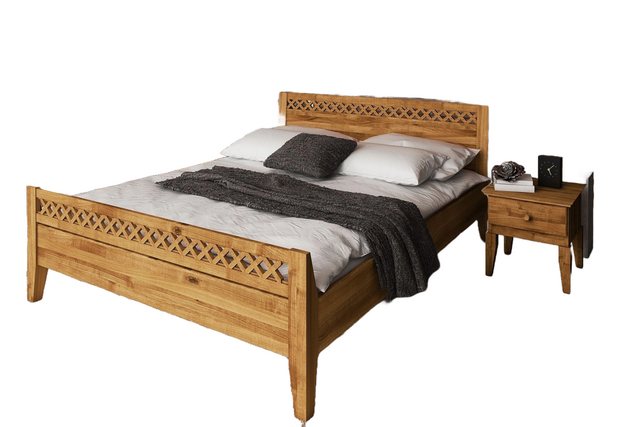 Natur24 Einzelbett Bett Sydo 4 Sonderlänge 120x220 Wildeiche Holzkopfteil h günstig online kaufen