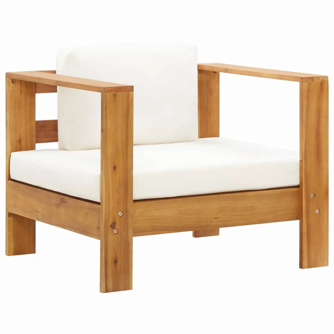 4-tlg. Garten-lounge-set Mit Kissen Creme Massivholz Akazie günstig online kaufen