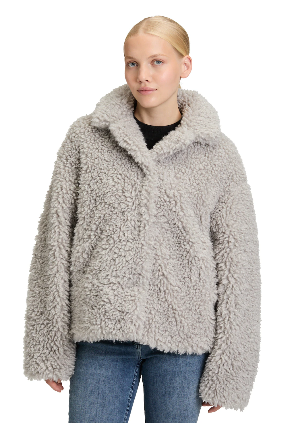 Amber & June Plüschjacke "Amber & June Damen Plüschjacke mit Stehkragen" günstig online kaufen