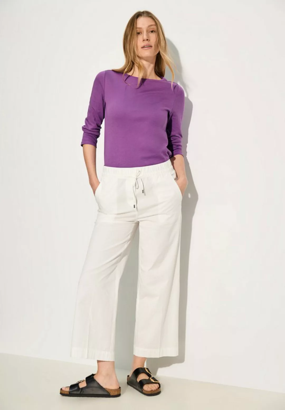 Cecil 3/4-Arm-Shirt Cecil Basic T-Shirt in Unifarbe in Iced Violet (1-tlg) günstig online kaufen