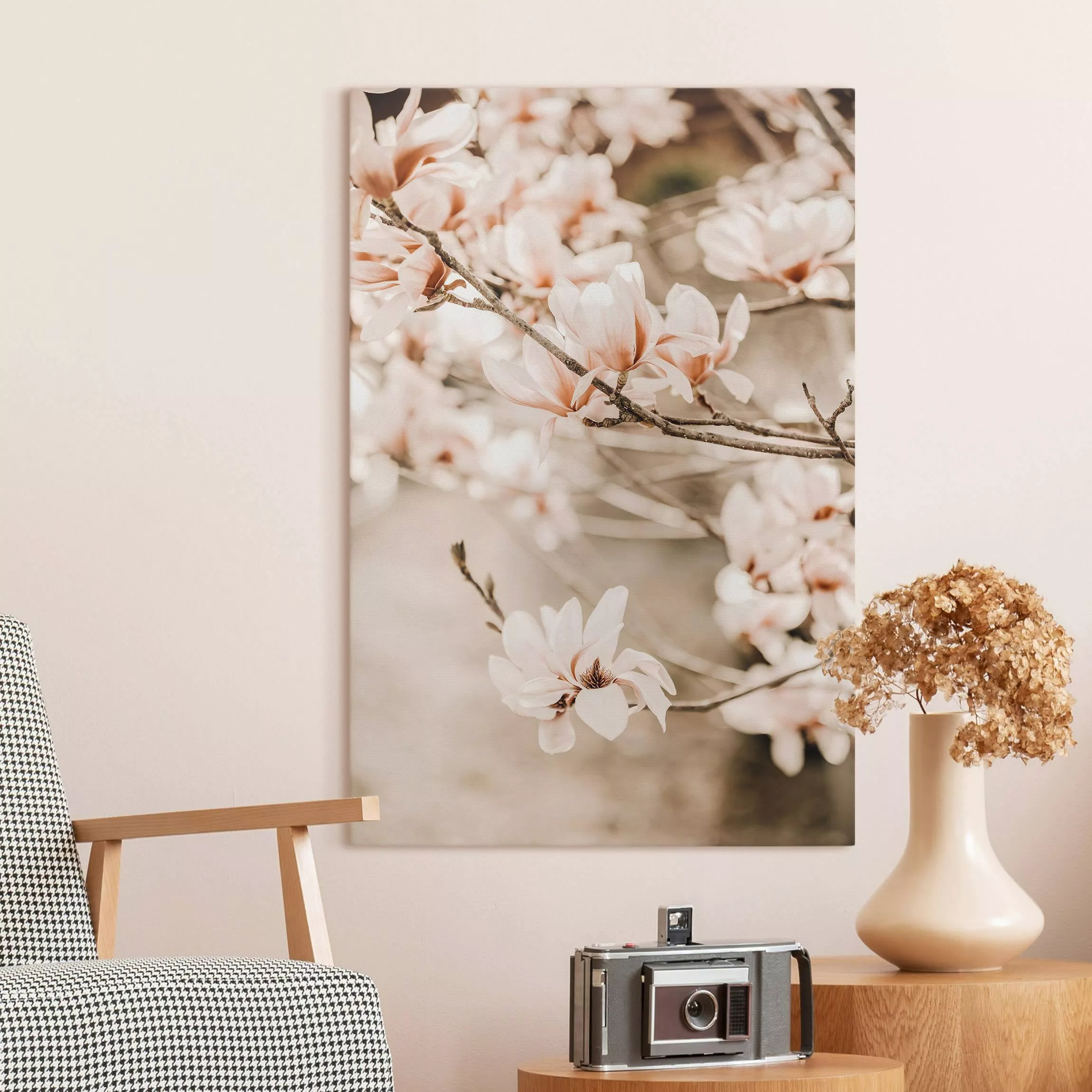 Leinwandbild Magnolienzweige im Vintagestil günstig online kaufen