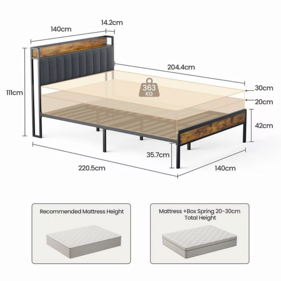 Bealife Polsterbett,Doppelbett, Bettgestell mit Kopfteil, Holzbett mit Meta günstig online kaufen