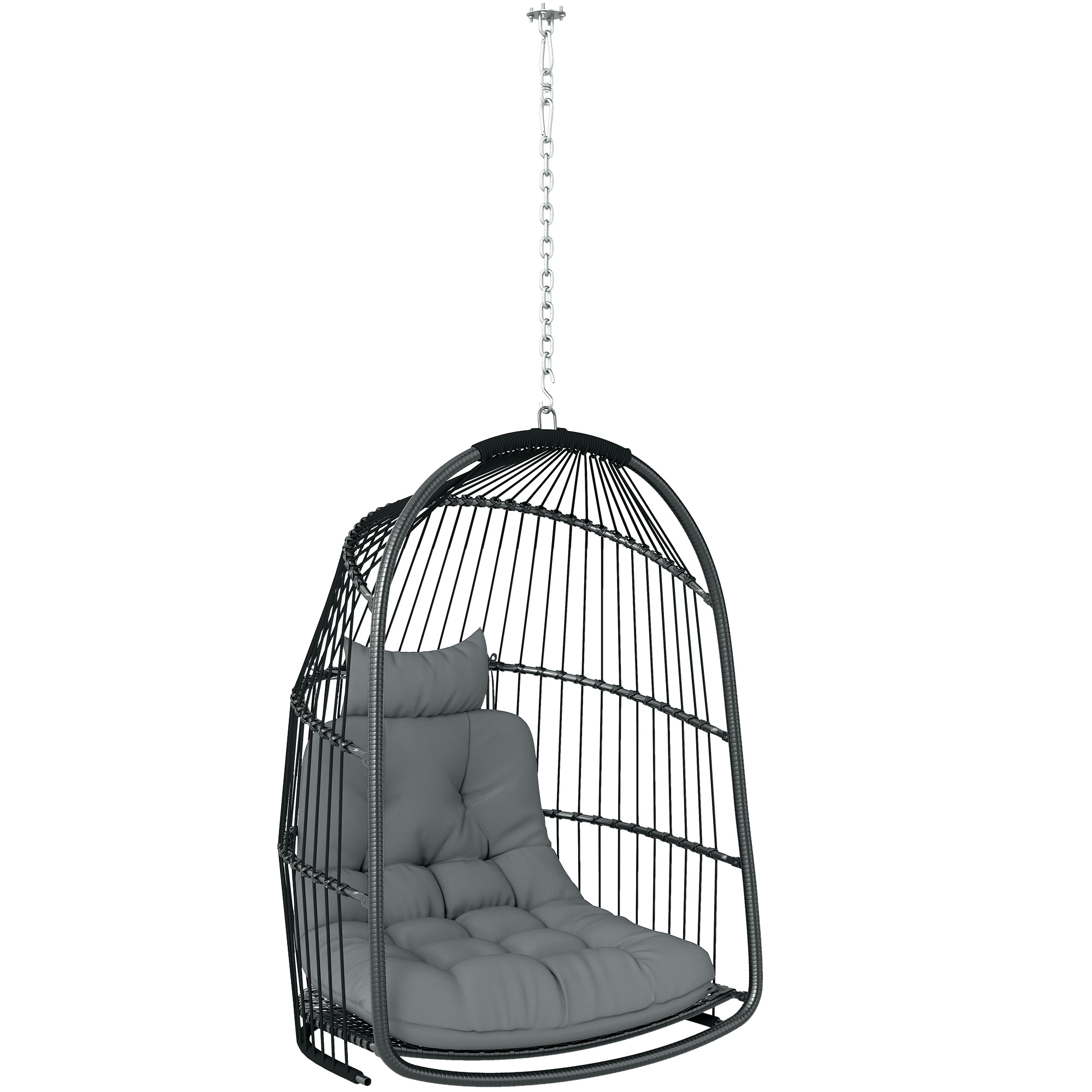 Outsunny Hängesessel Hängekorb mit Kissen Polyrattan Schaukel Outdoor Indoo günstig online kaufen