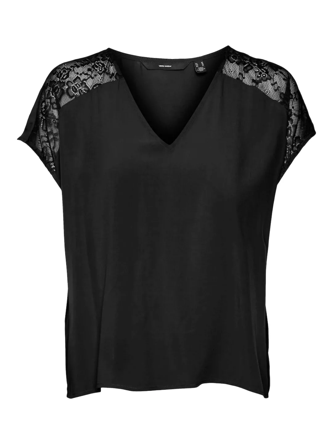 Vero Moda V-Shirt "VMRUSK LACE V-NECK SS TOP WVN GA" günstig online kaufen