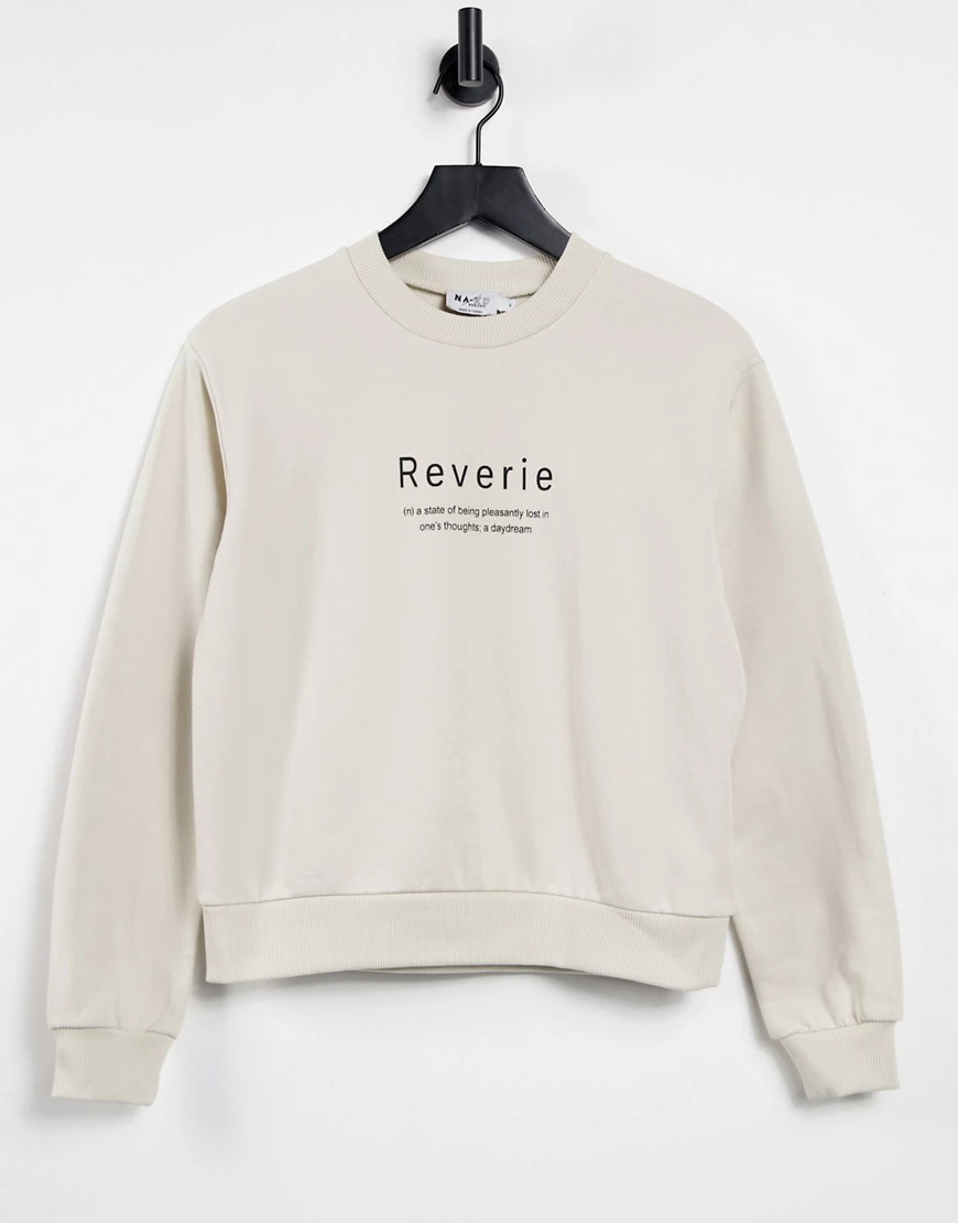 NA-KD – Pullover aus Bio-Baumwolle in Beige-Neutral günstig online kaufen