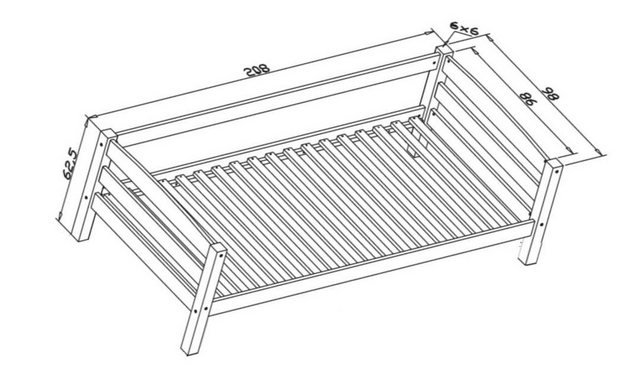 58 aufm Kessel Bettgestell Gislinde 208x98x63 Massivholz Weiß lackiert 1124 günstig online kaufen