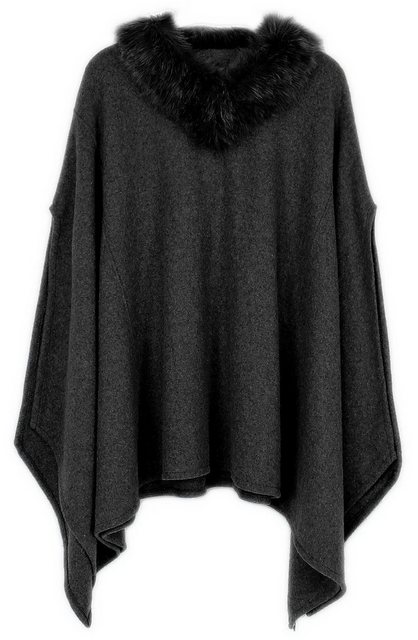 dy_mode Poncho Eleganter Damen Poncho mit Kunstfell Kragen Winter Überwurf günstig online kaufen